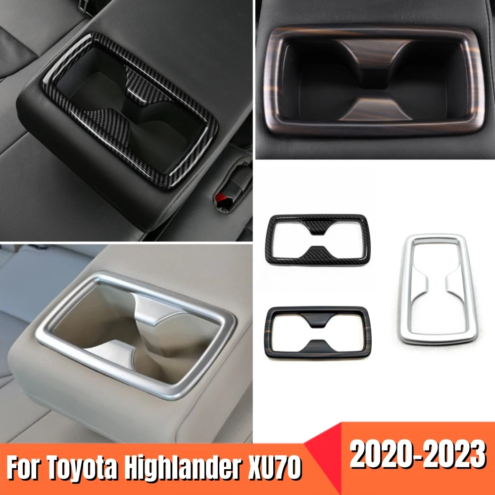 

For Toyota Highlander XU70 Kluger 2020 2021 2022 2023 Car Seat Back Row Water Cup Holder Cover Frame Panel Sticker Accessories