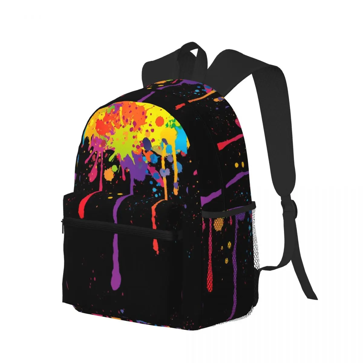 Multicolored Paint Splatter Artist Graffiti Student Backpack School Bag Hiking Travel Daypack for Men Women Bookbag Shoulder Bag