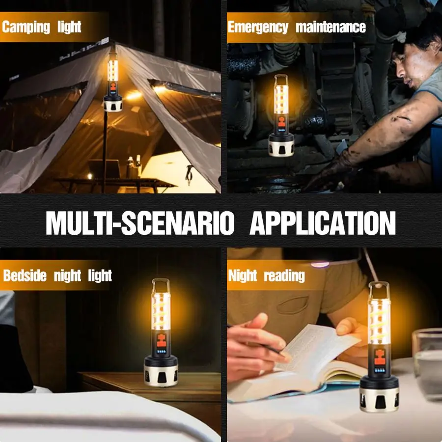 Powerful Rechargeable 4 Modes LED Flashlight Multifunctional Work Light Waterproof Torch Camping Flashlight Super Bright