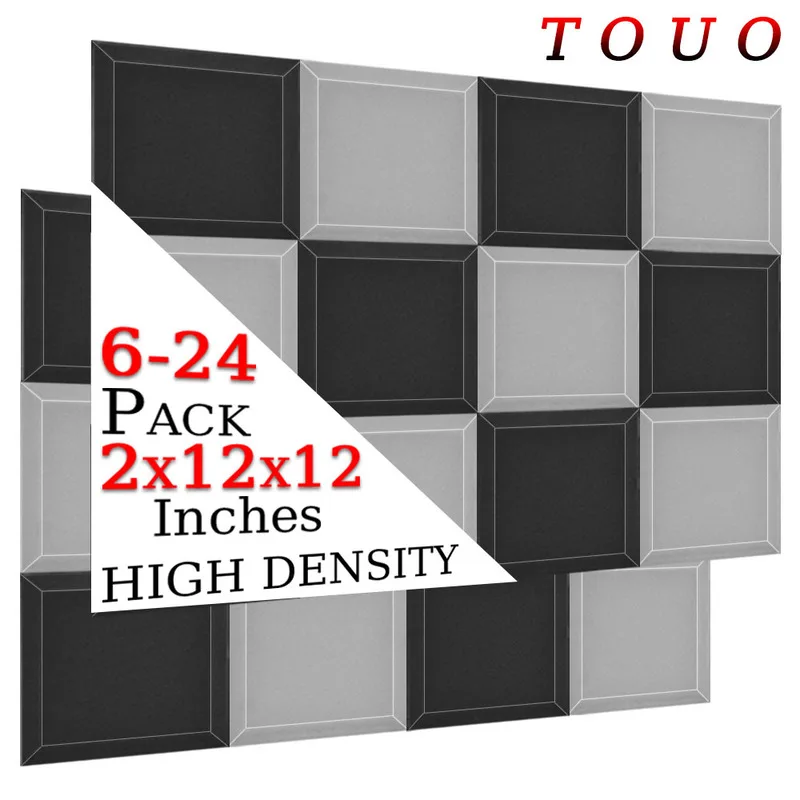 TOUO Acoustic Foam 6/12/24 Pcs Soundproof Foam Panel Studio Acoustic Treatment Houses Recording Sound Absorbing Material