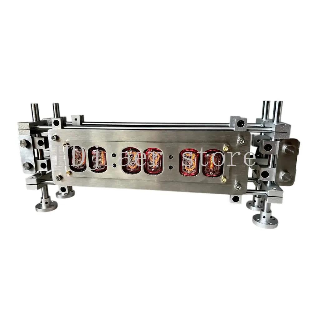 

IN12 Glow Tube Clock - Retro Stainless Steel Metal Electronic Table Alarm Clock