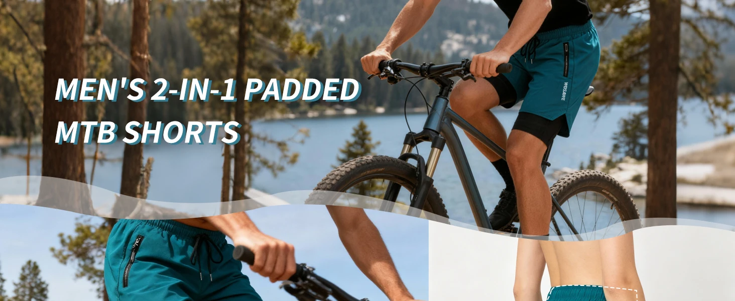 WOSAWE Sommer MTB-Shorts Mountainbike-Radlerhose mit Polsterung Mehrere Taschen Rennrad-Hose Outdoor-Sport 2-in-1 Kurze Hose – Detail 3