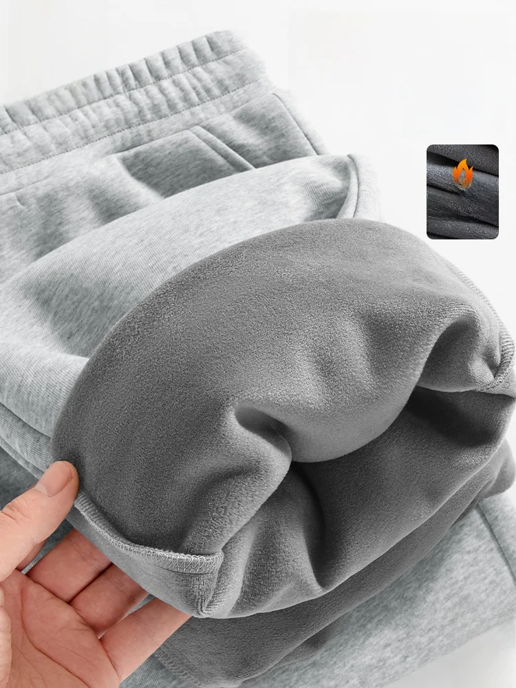 

Мужские утепленные прямые брюки из хлопка, ветрозащитные, повседневные, для зимы, комфортные, свободного кроя, спортивные штаны