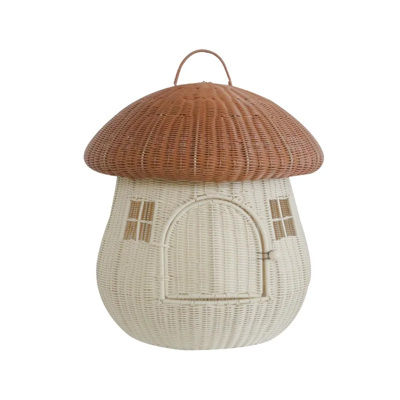 

Closed out home dual-purpose pet nest rattan weaving nest cute cat kennel anti-rattan mushroom house cat litter cat bed