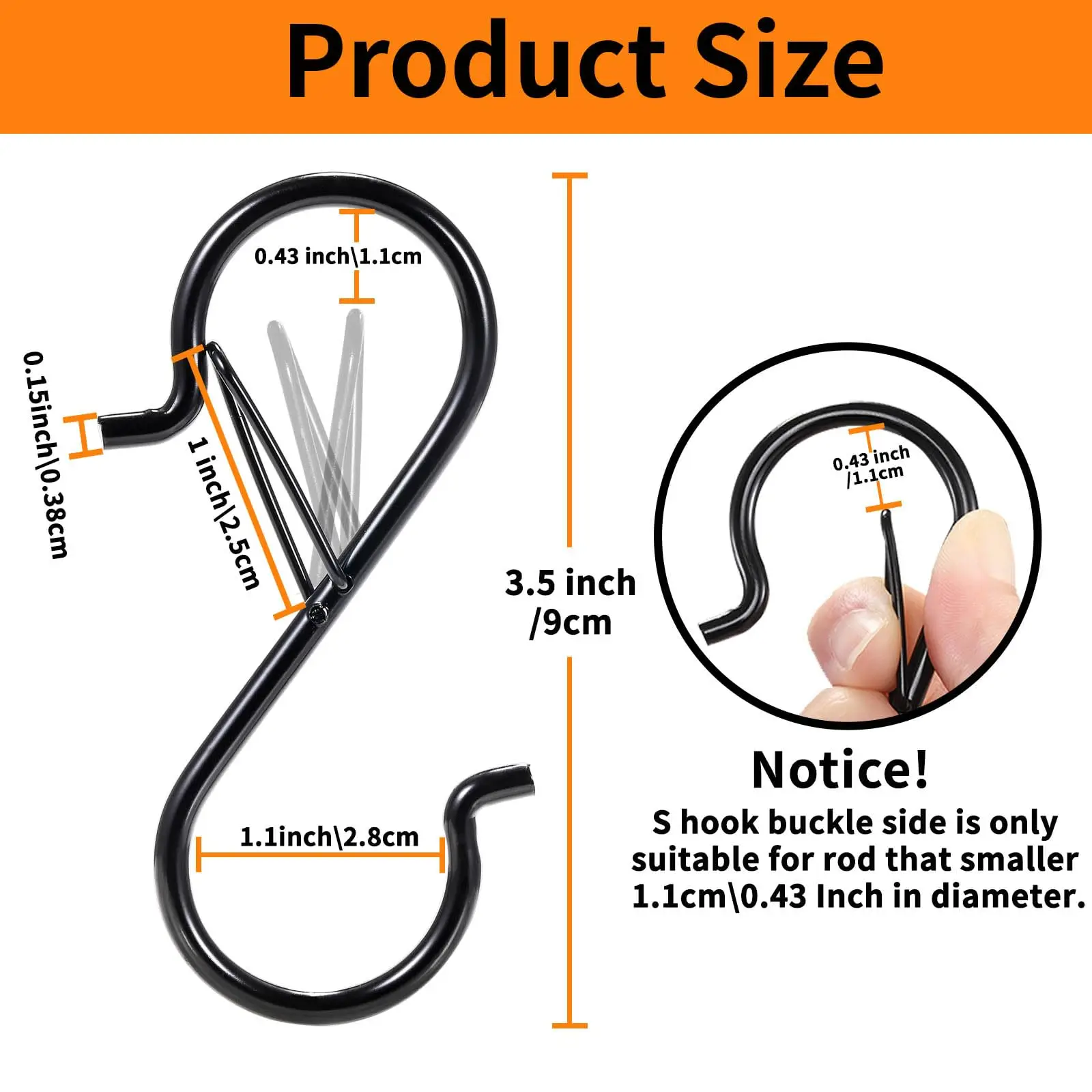 5/10/20 PCS S Hooks with Safety Buckle, Heavy Duty Metal S Shaped Hooks for Hanging Plants, Kitchen Utensil, Clothes, Pot,etc.