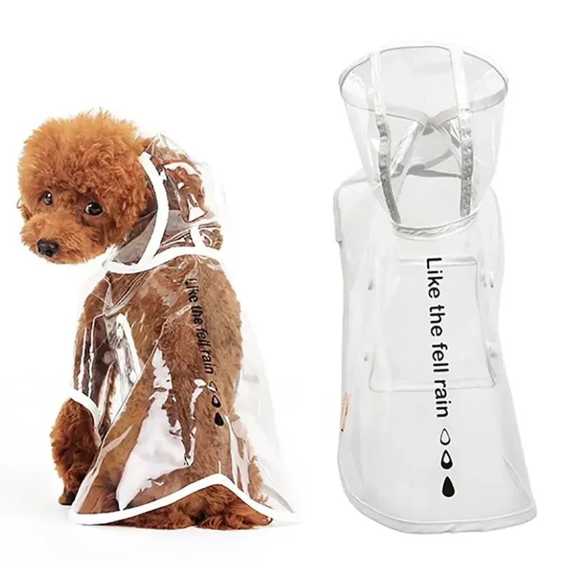 Pet Dog Puppy Transparent Rainwear Raincoat Pet Hooded Waterproof Jacket Clothes