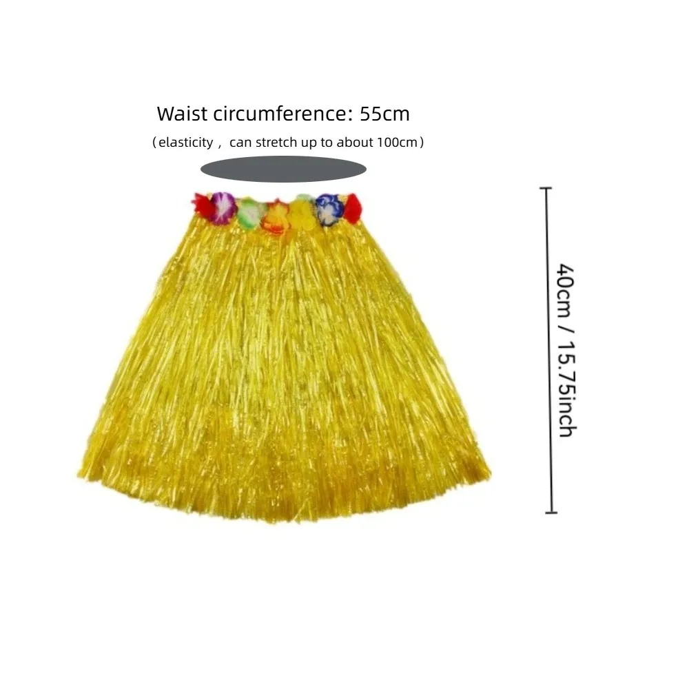 5pc/set Garland Headband Bracelet Hawaii Fancy Dress Costume Set Hawaiian Style Grass Skirt Plastic Fiber Full Charming view 6