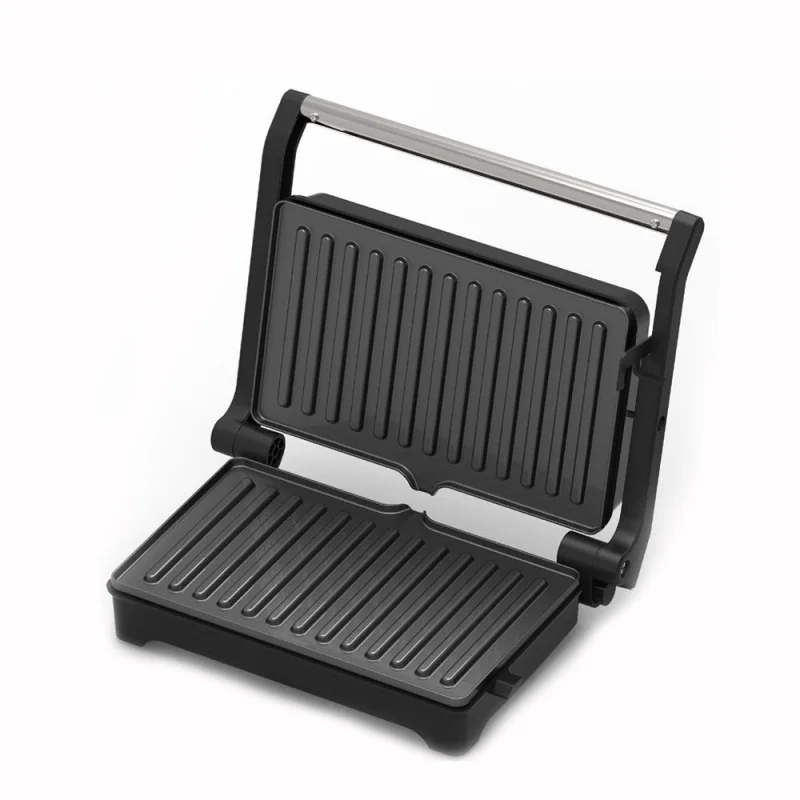 Parrilla eléctrica, parrilla y plancha eléctrica, sandwichera con placas grill, 850 w, cuerpo de acero inoxidable. Sokany