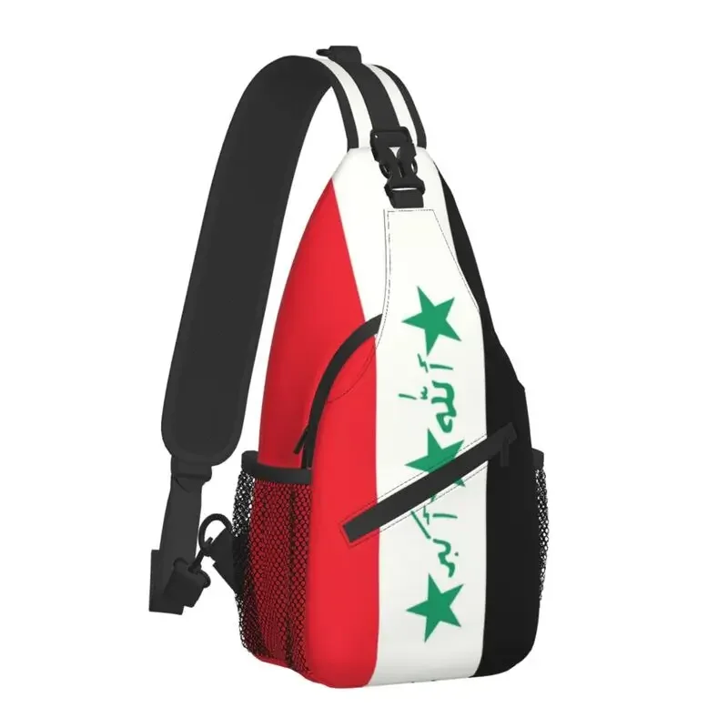 Iraq Flag Country Shape Crossbody Sling Backpack Men Custom Iraqi Patriotic Gift Chest Shoulder Bag for Travel Hiking Chest Bag