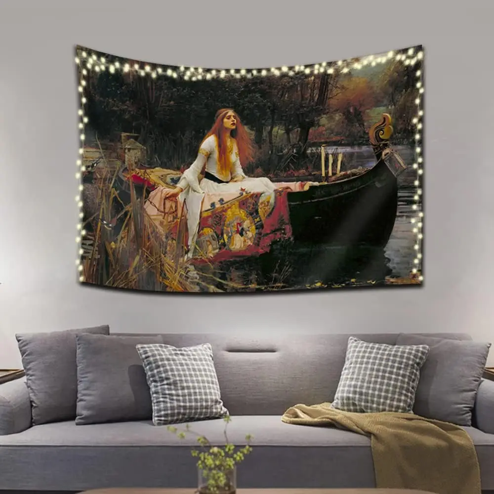 Mystical Fantasy Woman Tapestry Wall Hanging Boho Bohemian Art Print Decor for Bedroom Living Room Aesthetic Palace Mural Textil