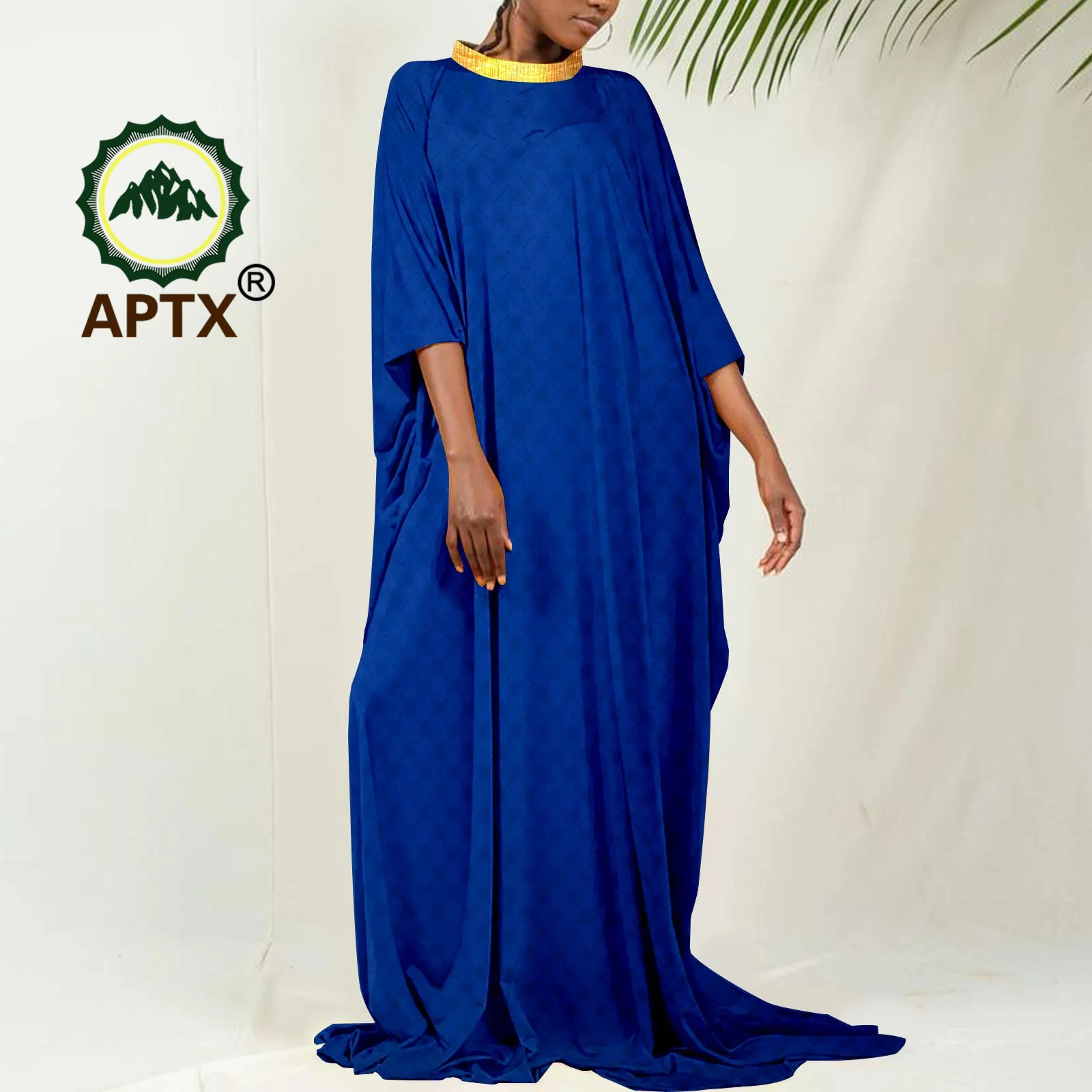 

APTX African Robe for Women Elegant Ladies Summer O-neck Loose Half Sleeve Maxi Dresses Casual Wear Event Wedding A2325015