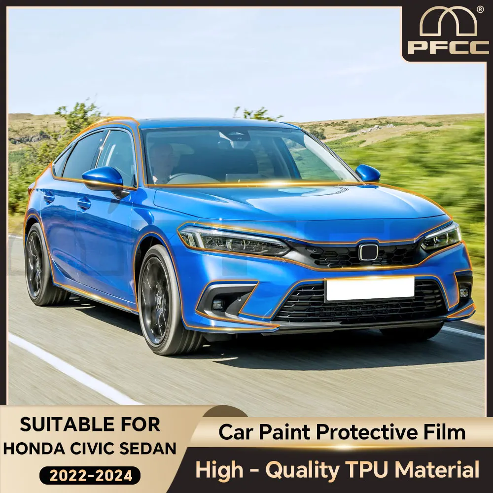 

PFCC TPU Invisible Car Paint Protection Film Clear PPF Decal Kit for Honda Civic Sedan 2022 2023 2024 Cars Accessories