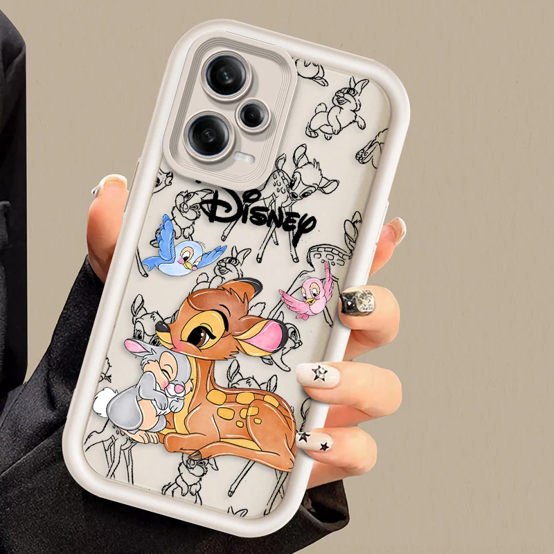 Cute Cartoon Bambi For Xiaomi Redmi Note 12 11 10 9 8 7 K50 40 30 20 12C 12 10A 9A 9C Pro 5G 4G Soft Eye Ladder Phone Case