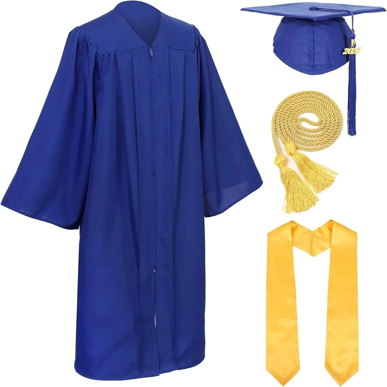 2026 Adults Graduation Cap and Gown Set with Tassel Honor Cord Gold Stole Adult Unisex Graduation Costume for College School view 6