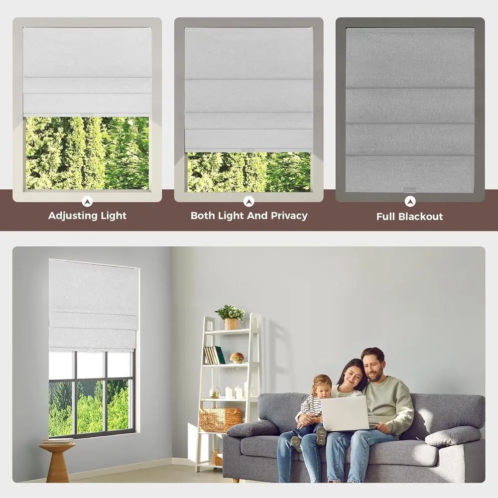 Kabellose römische Farbtöne aus grauem Leinen, verdunkelnd isoliert, 27 x 64 für Schlafzimmerfenster