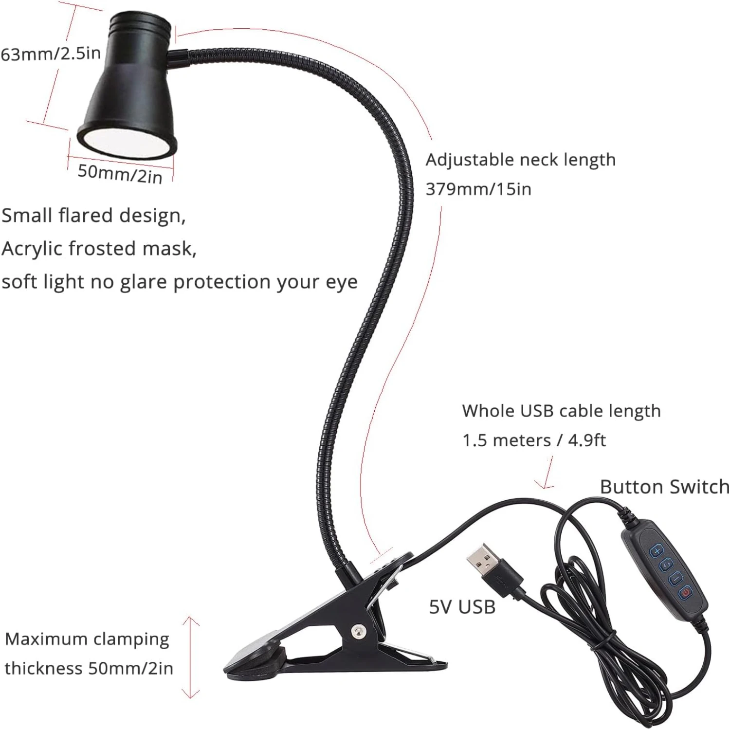 Enhance Your Workspace with the Ultimate Comfortable Adjustable LED Clip Desk Lamp - Dimmable Bright Light in 3 Colors for Readi