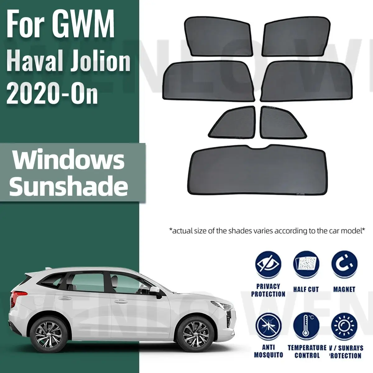 

For GWM Haval Jolion 2020 2021 2022 2023 2024 Magnetic Car Sunshade Front Windshield Curtain Rear Side Window Sun Shades Shield