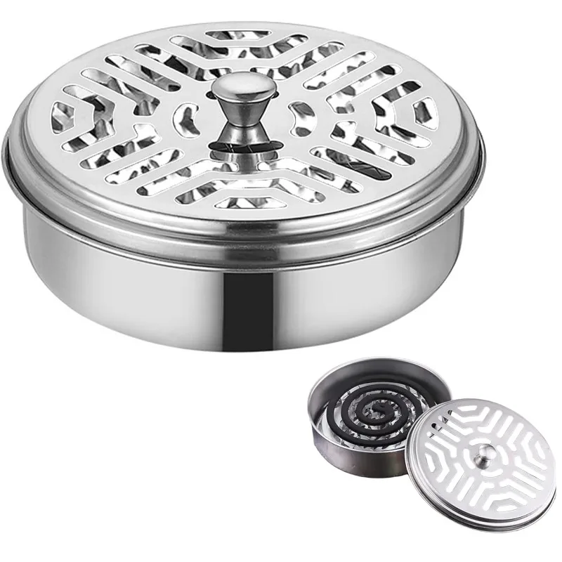 Stainless Steel Mosquito Coil Holder Round Mosquito Coil Tray Heat-resistant Mosquito Coil Burner Indoor Outdoor Supplies