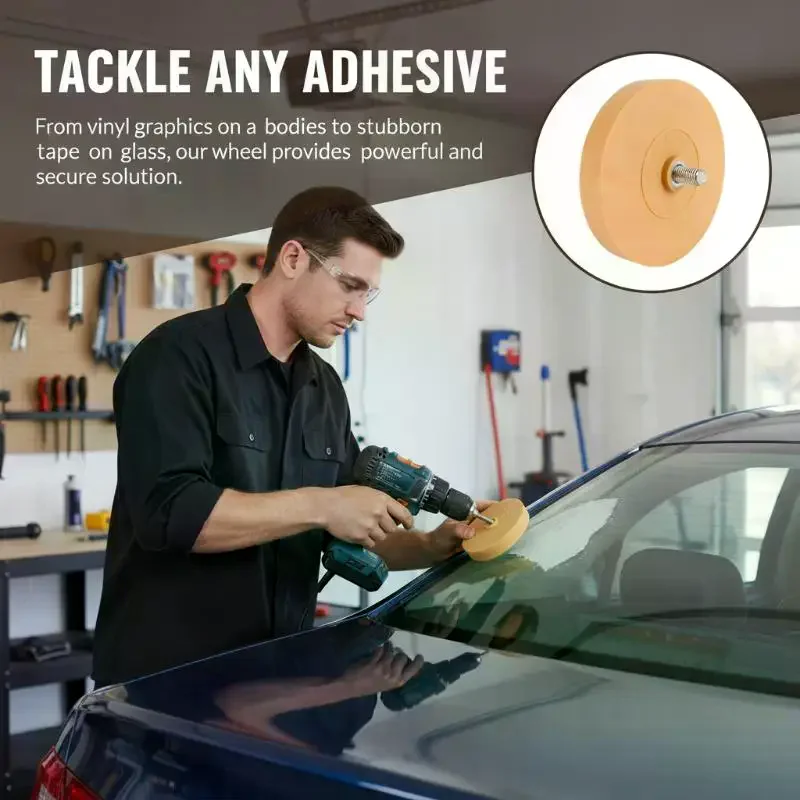 Easy Install Drill Compatible Rubber Eraser Wheel 1 Set Safe for Car Paint Vinyl Sticker Decal Adhesive Remover