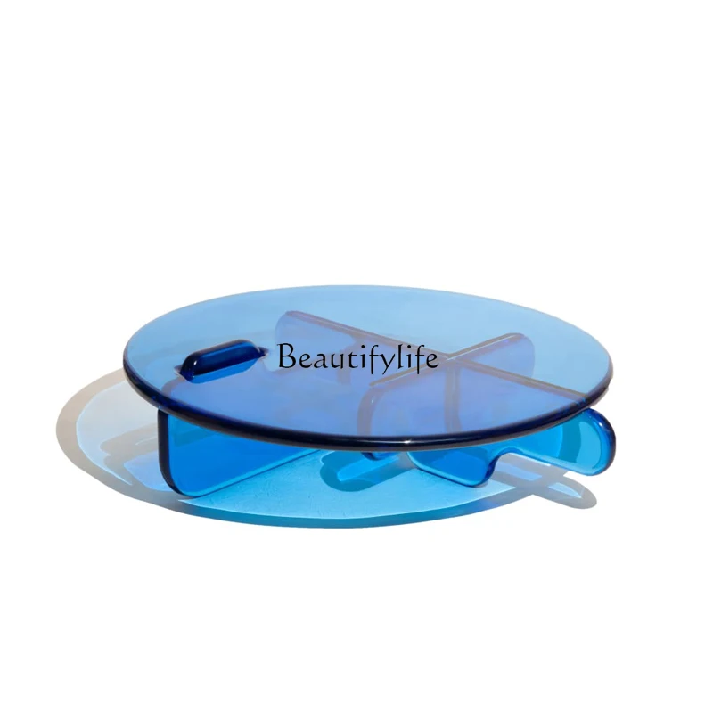 

Nordic Minimalism round Transparent Blue Acrylic Tea Table Small Apartment