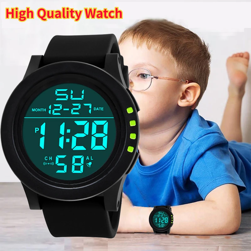 Waterproof Children's Digital Luminous Wristwatches Boys Girls Sports Automatic Date Watch Student Electronic Watch For Xiaomi tandorio nh35a date polished 36mm 39mm automatic watch for men sunburst dial rubber strap green luminous screw crown