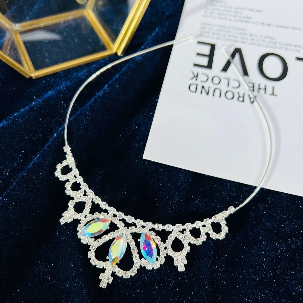 أزياء سبيكة الأميرة عقال للرأس على شكل تاج عيد ميلاد اكسسوارات الشعر مجوهرات الأميرة عقال رباط شعر حجر الراين تيارا