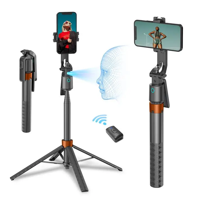 

Portable Selfie Stick Auto Face Tracking Phone Holder 360 Rotation Phone Tripod with Wireless Remote and Phone Holder