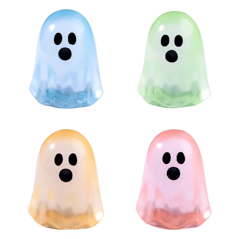 ODIES-ハロウィンデコレーションギフト 12個 発光ゴーストフィギュア 夜に光るアクションフィギュア ミニマイクロランドスケープミニチュア