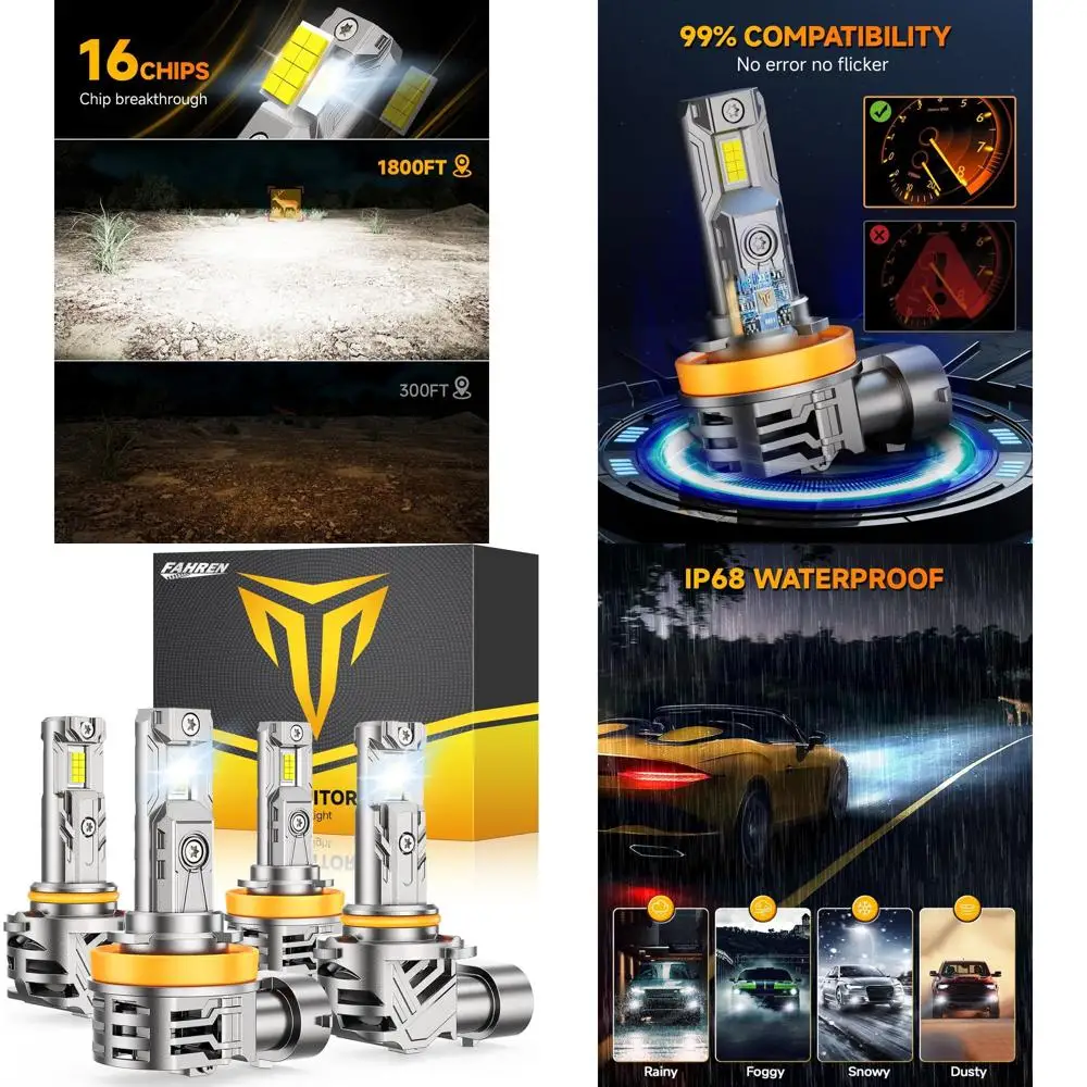 

Супер яркий светодиодный комбинированный светодиод 100 000 лм H9 H8 HB3, 6500K белый, Plug & Play, 4 шт. для внедорожных и противотуманных фар