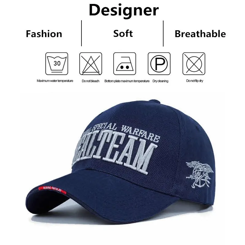 SEALTEAM Letter Embroidery Baseball Caps Spring and Autumn Outdoor Adjustable Casual Hats Sunscreen Hat