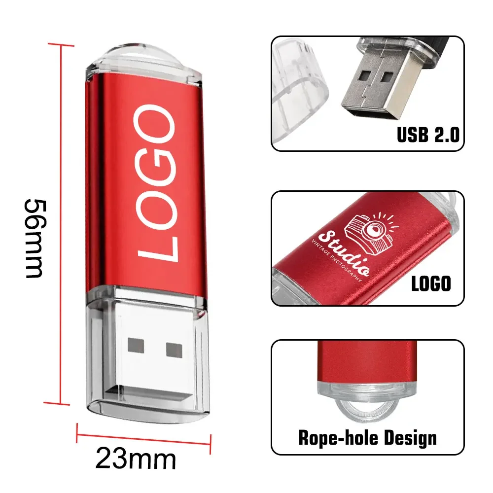 10PCS/lot Metal USB Flash Pen Drive 4GB 8GB 16G Pendrive 32GB 64G Memory Stick Free Customized LOGO Real Capacity U Disk Cle