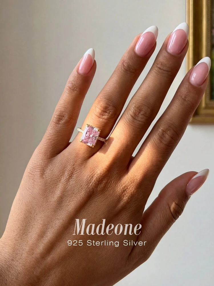 925 Sterling Silber Zirkon Mode Glänzender Einzigartiger Quadratischer Ring für Frauen Verlobung Hochzeit Luxus Hochwertige Feine Schmuckstücke – Detail 4