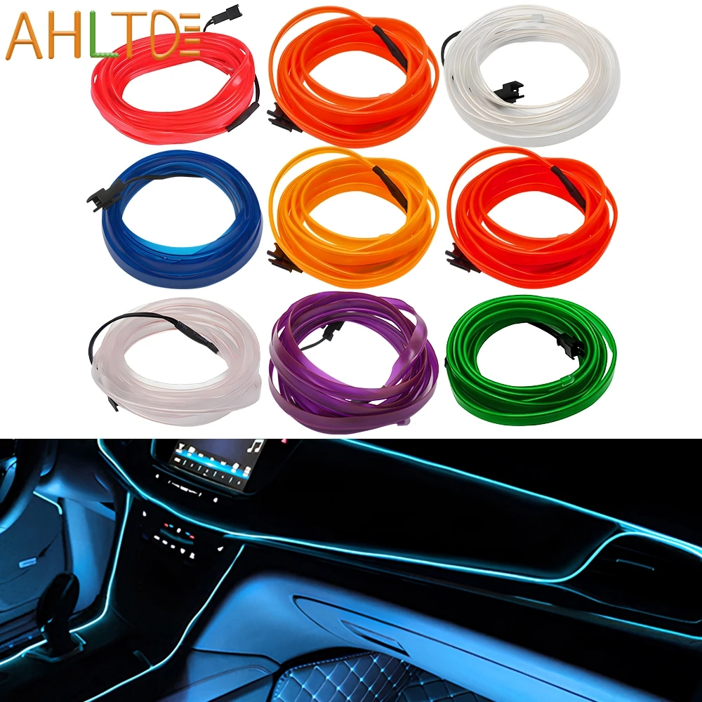 Car Interior Fittings Door Strip Led Atmosphere USB Line Lamp Decorative Light Ambient Dashboard Reading Rope Flexible 12V Blue