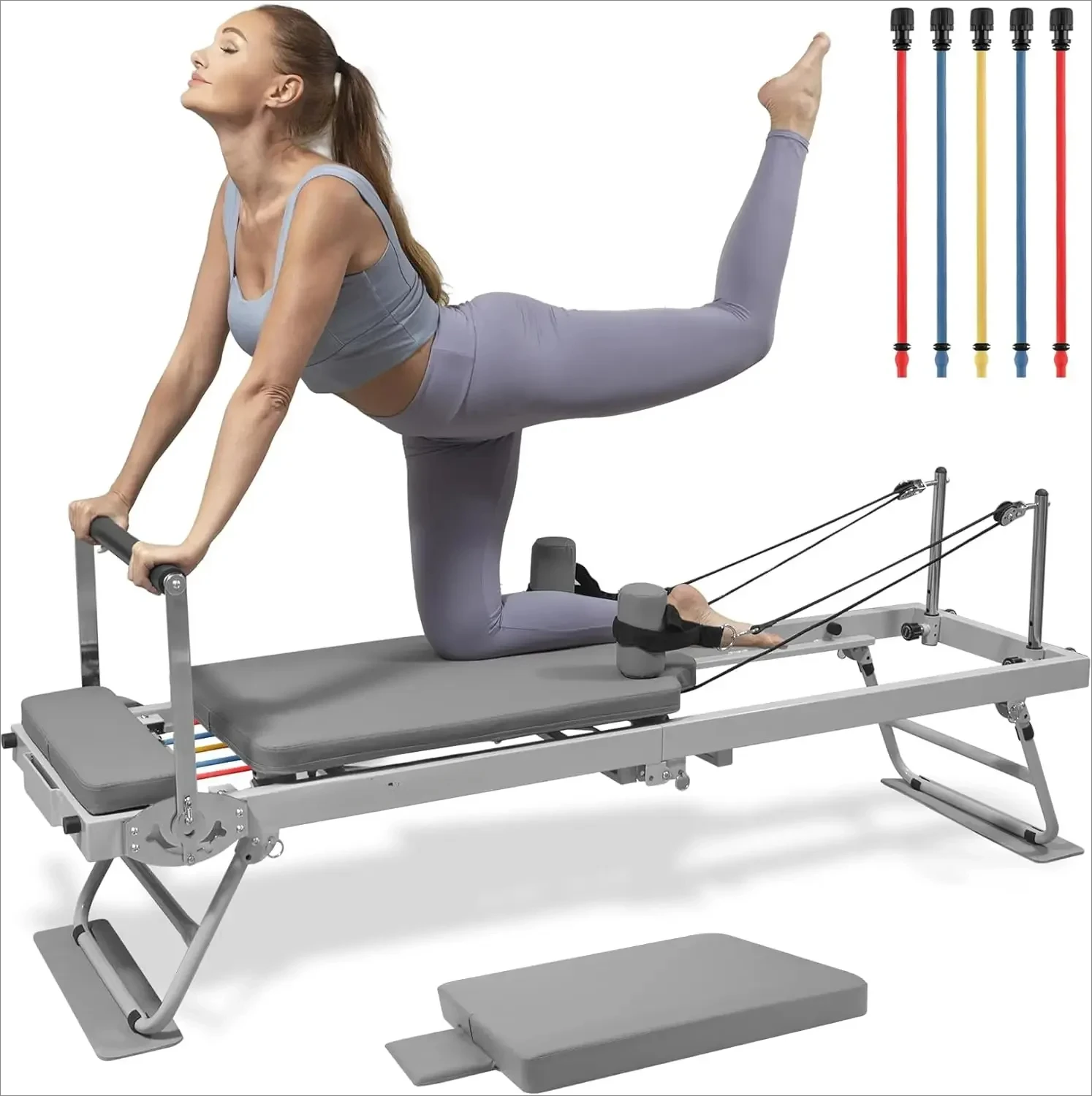 Foldable Pilates Equipment Home Workouts,Pilates Reformer Machine Home and Gym Pilates Exercise Equipment Jump Board