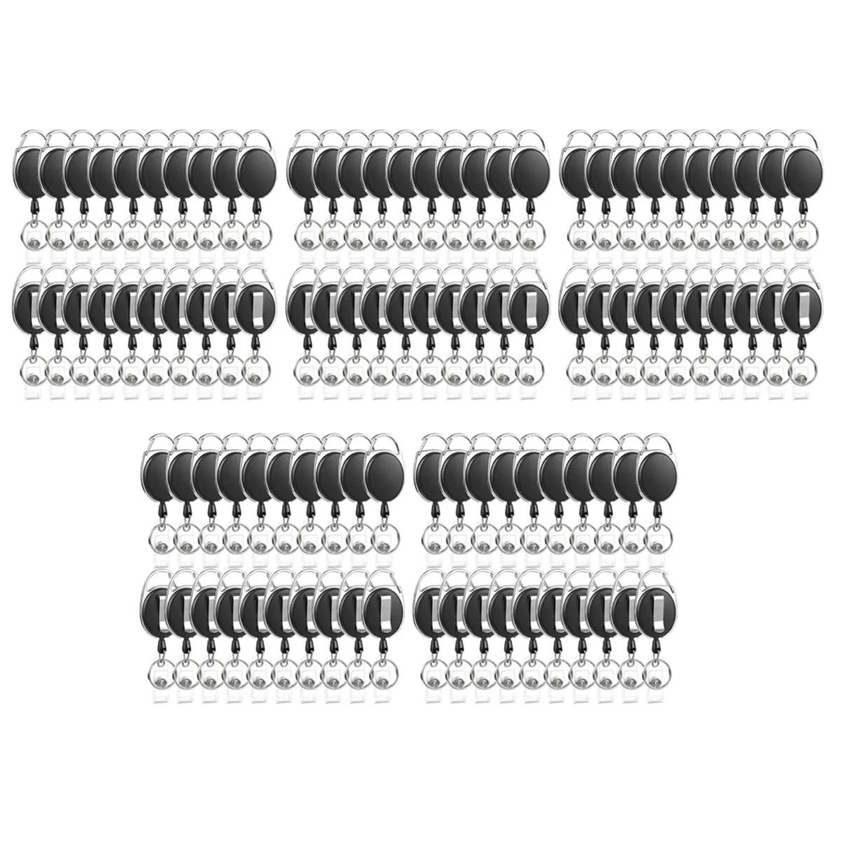 

M12K100 Pack Badge Reels Retractable ID Badge Holder with Carabiner Heavy Duty Badge Reel Clip and Key Chain for Work Office