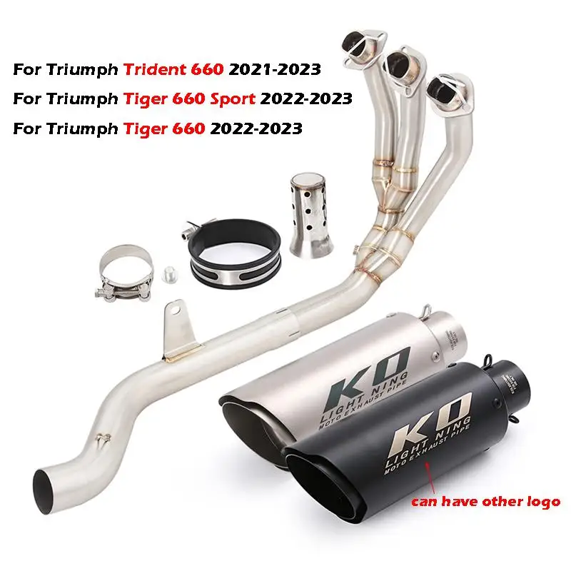 

Для Triumph Trident 660 Tiger 660 Sport 2021 2022 2023 модифицированная выхлопная система мотоцикла, соединительная труба, глушитель 250 мм, побег