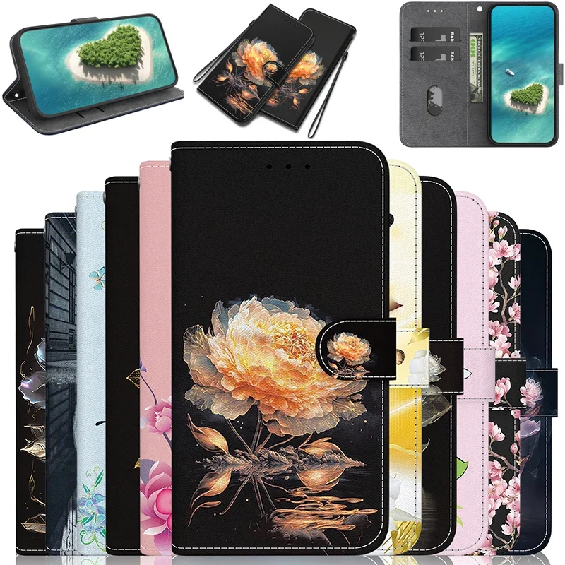 

Stand Flip Wallet Case For Honor 7A 8A 8S 8C 8X 9x 10 20i 200 Lite View 20 Honor 200 Pro 5G Cartoon Painted Protect Phone Cover