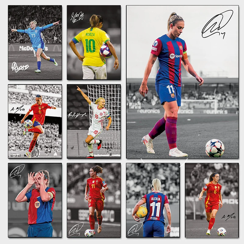 Póster de jugador de fútbol de mujeres de fama mundial, impresiones de fútbol russa de Alessia, pintura en lienzo, imagen de pared, decoración de la habitación del hogar