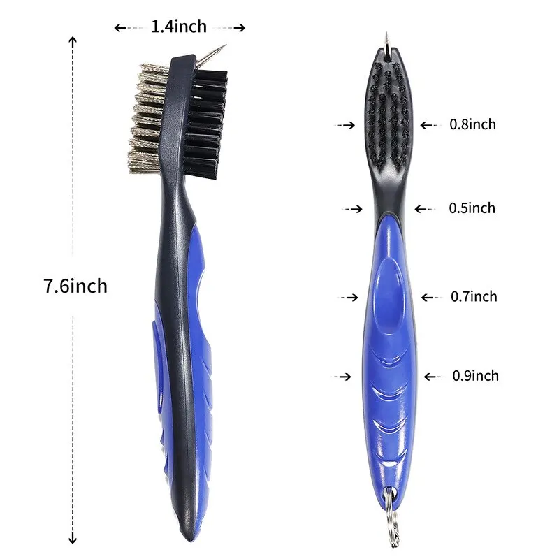 Double-sided Golf Club Cleaning Brush With Retractable Cord And Aluminium Hook Portable Golf Cleaning Supplies