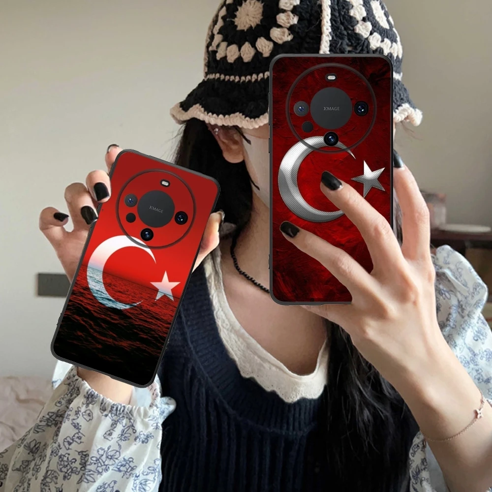 Turkey Flag Painting Mobile Cell Phone Case for Huawei Mate 60 50 40 30 20 10 Pro Plus Lite E 5G Black Soft Phone Cover Shell