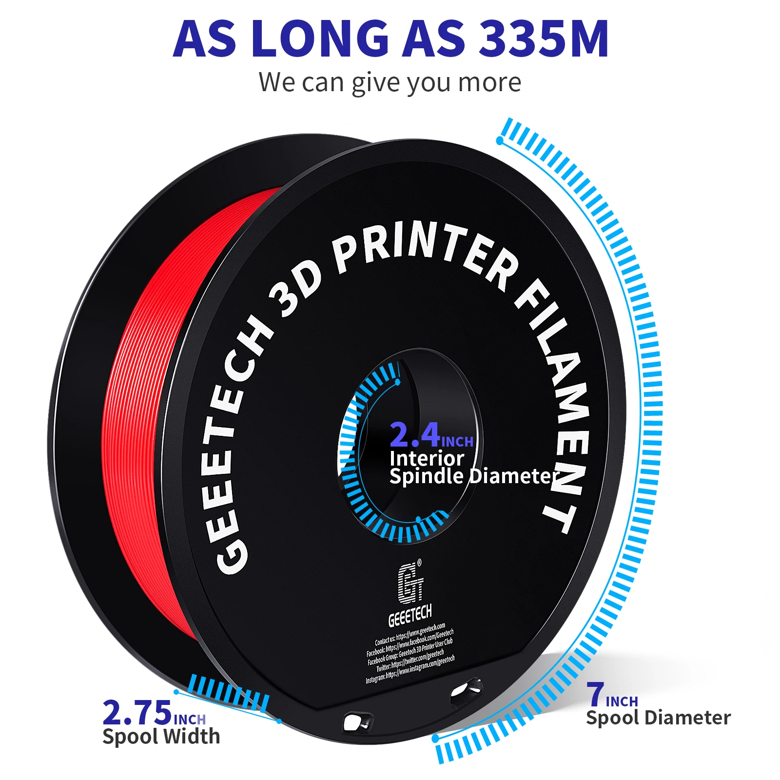 Geeetech PETG Filament for 3D Printer 1.75mm Dimensional Accuracy ±0.03mm 1kg 3D Printing Material Spool (2.2 lbs)