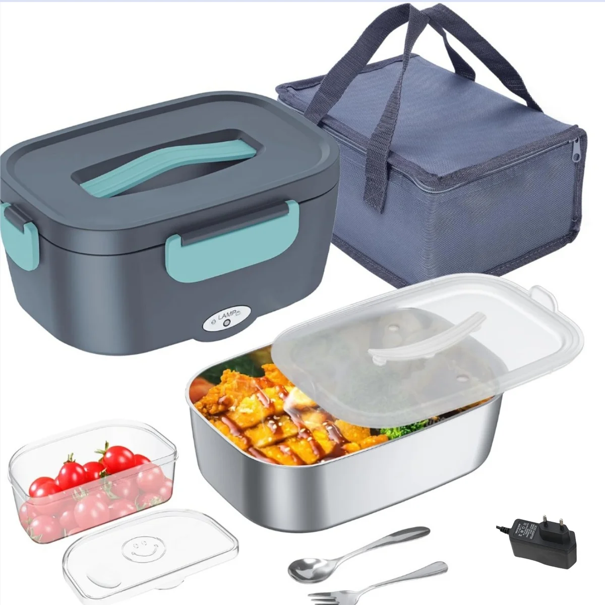 Portable electric lunch box 1 bottle pc car stainless steel plastic 2-in-1 household insulation heating lunch box can be plugged