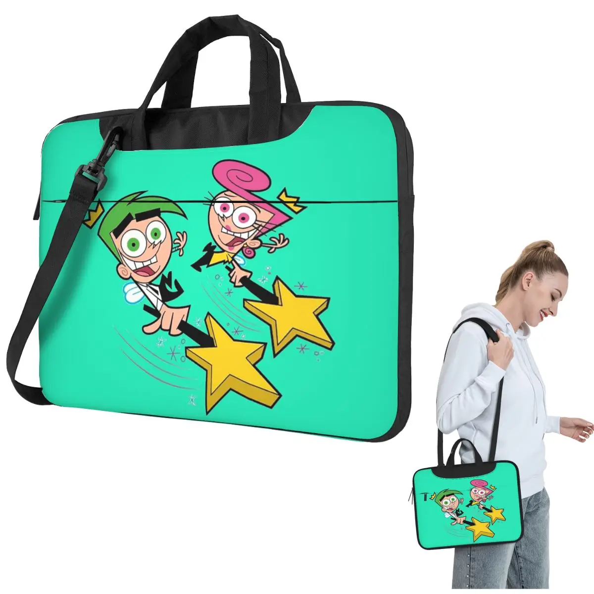 

Fairly Oddparents Cosmo Laptop Bag Shockproof Case Computer Bag 13 14 15.6 Inch Crossbody Notebook Pouch For Macbook Pro Air