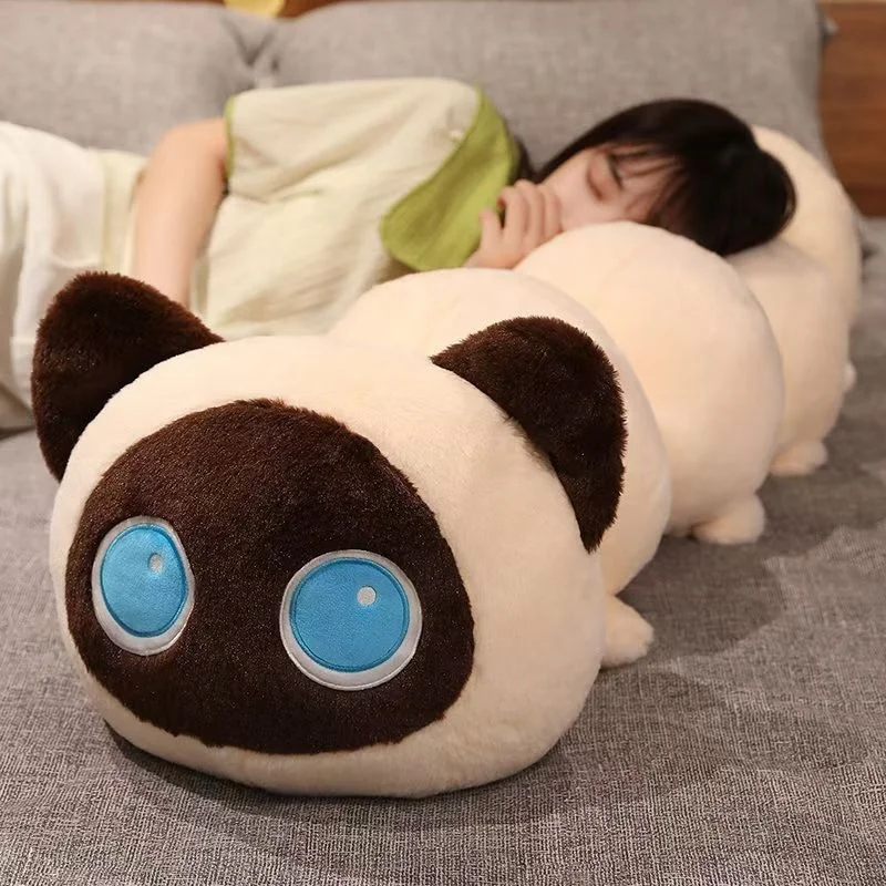 Cute Creative Caterpillar Cat Plush Pillow Long Soft Stuffed Hugging Leg Clamping Pillow For Bedroom Sofa Home Sleeping Adult