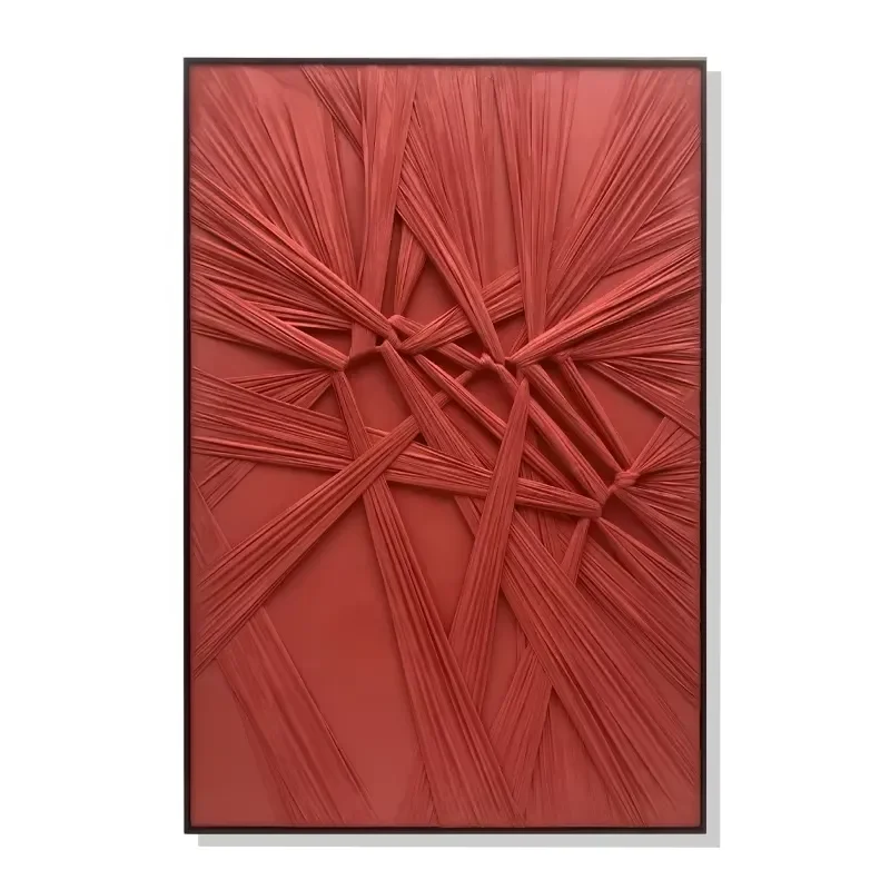 Home Decor Framed Mixed Media Artwork Abstract 3D Waibi Sibi Painting Handmade Fabric Fashion Wall Art