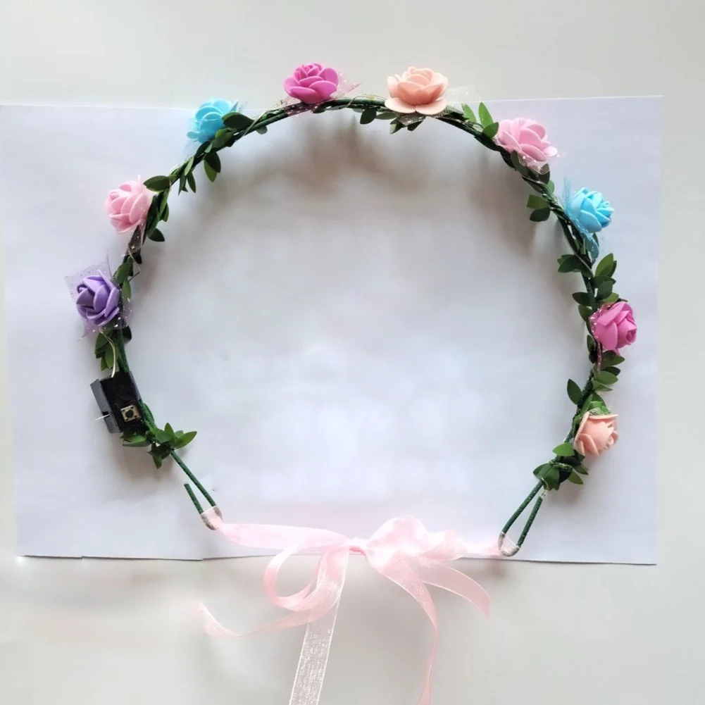 Wedding Party Crown Flower Headband LED Light Wreath Garland Decoration Women Girl Birthday Favor Luminous Hair Garland Hairband