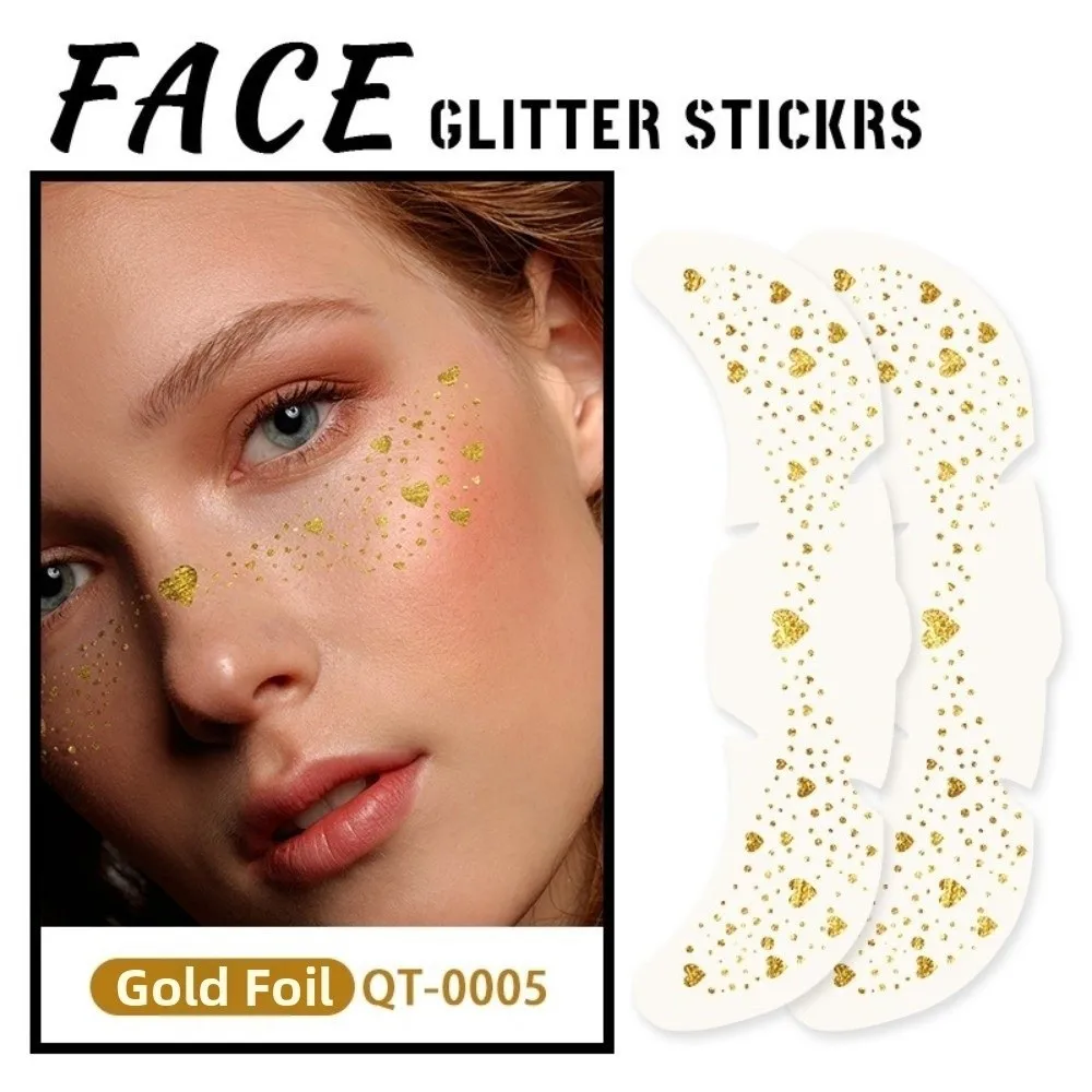 6pcs Sexy Metallic Radiation Fake Freckles Golden Silver Waterproof Temporary Stickers Face Makeup Patches Dance Music Festival