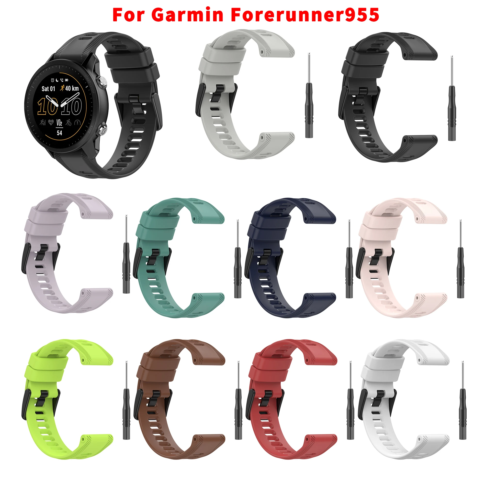 حزام سيليكون لساعة Garmin Forerunner 955 الذكية، أشرطة رياضية سريعة الإصدار، ملحقات حزام كوريا معصمه