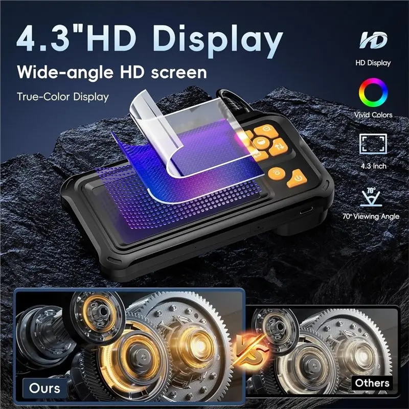 Endoscope Camera With Light 1080P HD Borescope Inspection Camera With LED Lights 4.3