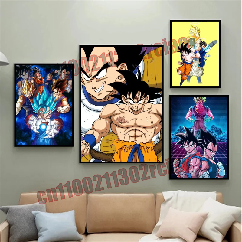 Lukisan Kanvas Poster Dragon Ball Kartun Berdarah Panas Jepang Cocok untuk Hadiah Anak-anak Dekorasi Ruang Tamu dan Kamar Tidur